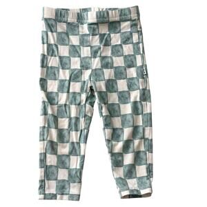 Little Sleepies Play Baby Blue White Checkered Leggings Pants Size 6-12 Months